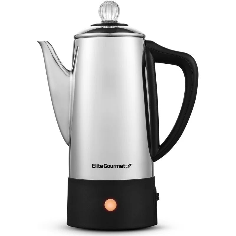 Stainless Steel 6-Cup Coffee Percolator with Clear Brew Knob