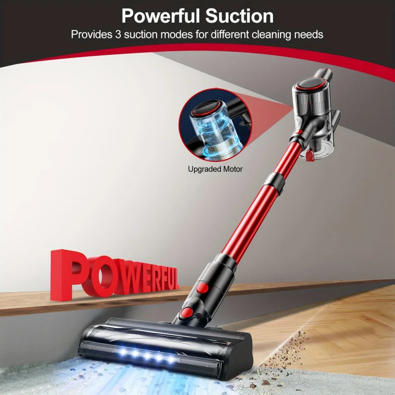 6-in-1 Cordless Vacuum Cleaner with LED Display - Powerful Suction for Hardwood, Carpet & Pet Hair, Anti-Tangle, Rechargeable